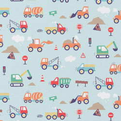 Algodón estampado CAMIONS Azul / Naranja